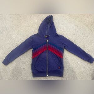 Aviator Nation Purple Hoodie with Colored Stripes, Girls Size 6, Kids